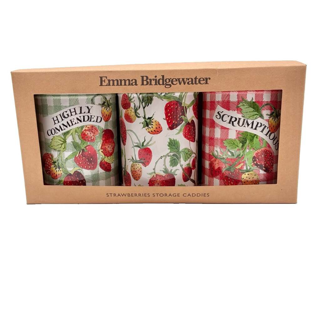 Emma Bridgewater Strawberry Storage Caddies Set of 3 Tins Boxed Kitchen